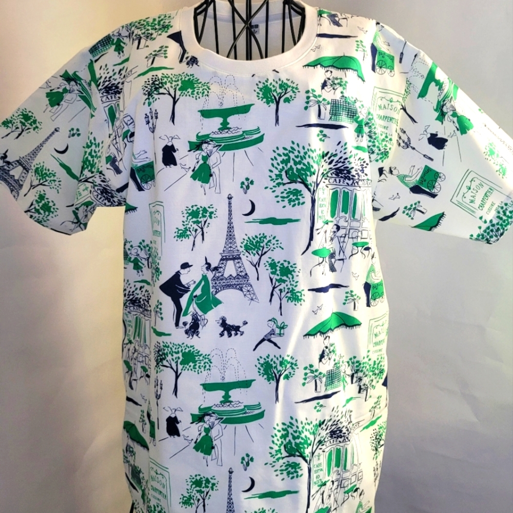 Timeless Treasures Paris fabric overlay printed tee-shirt